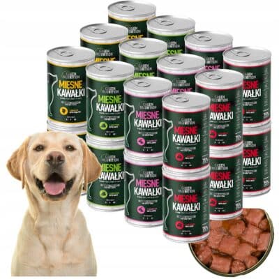 Mokra karma dla psa Green Nutrition – kawałki mięsne, kompozycja 4 smaków, 24 puszki