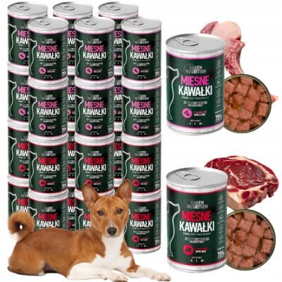 Mokra karma dla psa Green Nutrition – jagnięcina i wołowina, mix, kompozycja 24 puszki