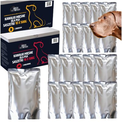 Mokra karma dla psa Green Nutrition – saszetki wołowina i drób, kompozycja 20x500 g