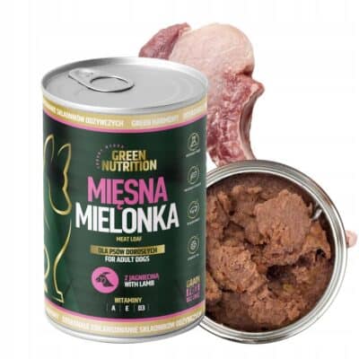 Mokra karma bezzbożowa dla psa Green Nutrition – jagnięcina, 65% mięsa, puszka 400 g