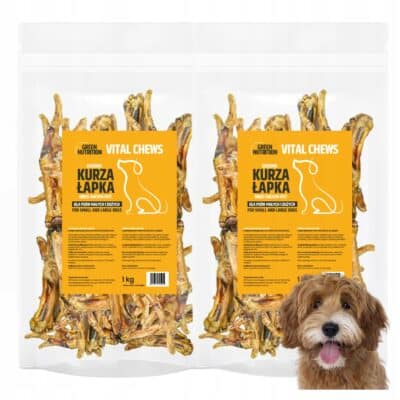 Naturalne gryzaki dla psa Green Nutrition – kurze łapki, 2 sztuki x 1 kg
